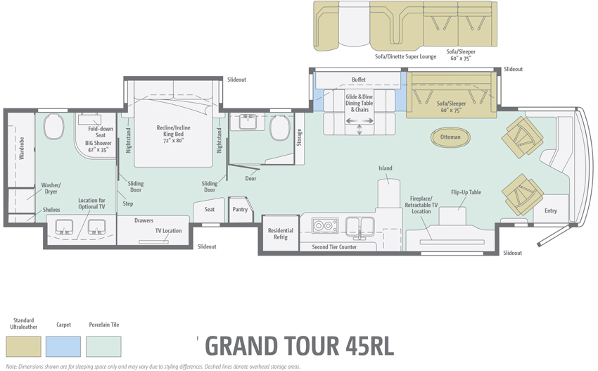 Winnebago Grand Tour Floorplans and Specifications